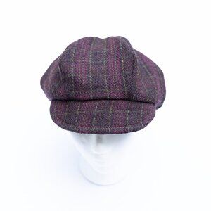 Wool and Silk Plaid Newsboy Cap Baker Boy Hat